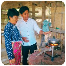 A rural Cambodian household with an Ecozen improved cookstove.