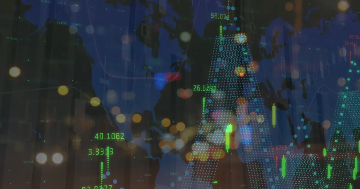 A digital trading visual representing CACE's first CORSIA credit auction, powered by Emsurge.